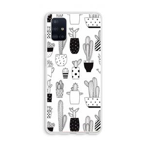 CaseCompany Cactusmotief: Galaxy A51 4G Transparant Hoesje