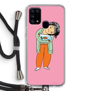 CaseCompany Visknuffel: Samsung Galaxy M31 Transparant Hoesje met koord