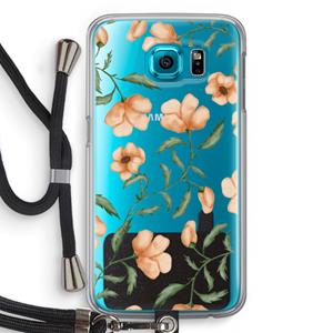 CaseCompany Peachy flowers: Samsung Galaxy S6 Transparant Hoesje met koord