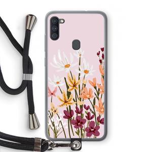 CaseCompany Painted wildflowers: Samsung Galaxy A11 Transparant Hoesje met koord