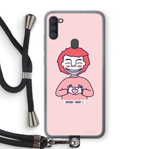 CaseCompany Hartje: Samsung Galaxy A11 Transparant Hoesje met koord
