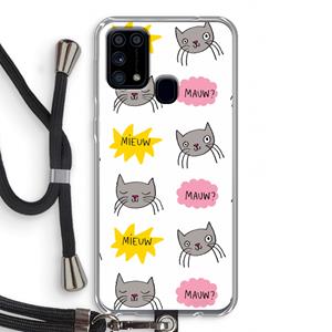 CaseCompany Meow: Samsung Galaxy M31 Transparant Hoesje met koord