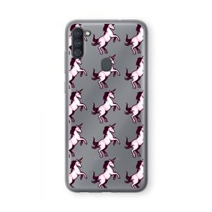 CaseCompany Musketon Unicorn: Samsung Galaxy A11 Transparant Hoesje
