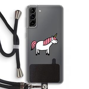 CaseCompany Eenhoorn: Samsung Galaxy S21 Plus Transparant Hoesje met koord