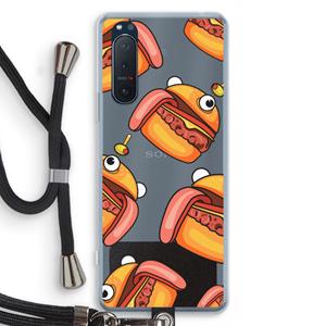 CaseCompany Hamburger: Sony Xperia 5 II Transparant Hoesje met koord