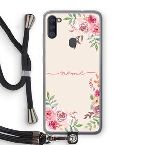CaseCompany Rozen: Samsung Galaxy A11 Transparant Hoesje met koord