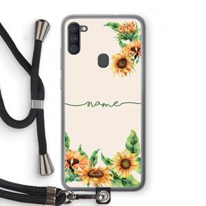 CaseCompany Zonnebloemen: Samsung Galaxy A11 Transparant Hoesje met koord