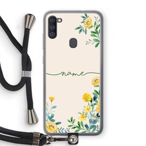 CaseCompany Gele bloemen: Samsung Galaxy A11 Transparant Hoesje met koord