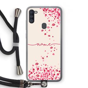 CaseCompany Hartjes en kusjes: Samsung Galaxy A11 Transparant Hoesje met koord