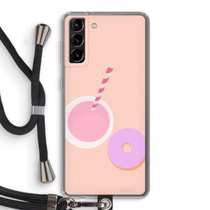 CaseCompany Donut: Samsung Galaxy S21 Plus Transparant Hoesje met koord