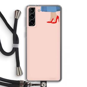 CaseCompany High heels: Samsung Galaxy S21 Plus Transparant Hoesje met koord