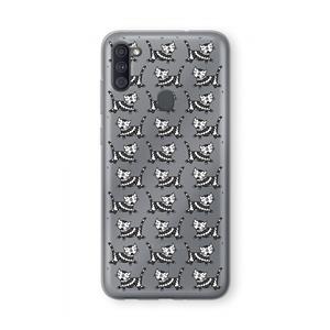 CaseCompany Zwarte poes: Samsung Galaxy A11 Transparant Hoesje