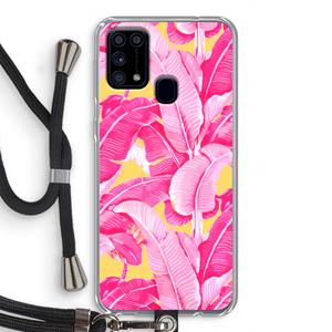 CaseCompany Pink Banana: Samsung Galaxy M31 Transparant Hoesje met koord