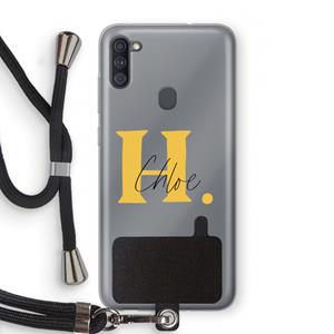 CaseCompany Amber Script: Samsung Galaxy A11 Transparant Hoesje met koord