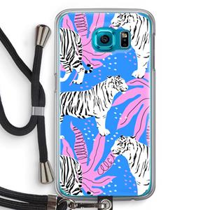 CaseCompany Tijger: Samsung Galaxy S6 Transparant Hoesje met koord
