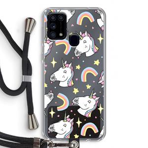 CaseCompany Rainbow Unicorn: Samsung Galaxy M31 Transparant Hoesje met koord