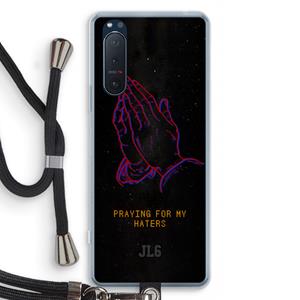 CaseCompany Praying For My Haters: Sony Xperia 5 II Transparant Hoesje met koord