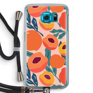 CaseCompany Perzik: Samsung Galaxy S6 Transparant Hoesje met koord