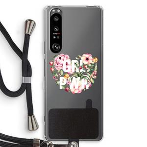CaseCompany GRL PWR Flower: Sony Xperia 1 III Transparant Hoesje met koord