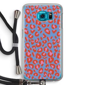 CaseCompany Leopard blue: Samsung Galaxy S6 Transparant Hoesje met koord