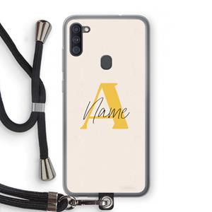 CaseCompany Amber Script: Samsung Galaxy A11 Transparant Hoesje met koord