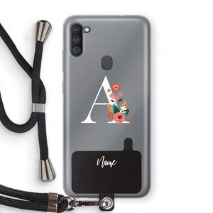 CaseCompany Pink Bouquet: Samsung Galaxy A11 Transparant Hoesje met koord