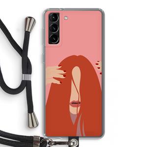 CaseCompany Woke up like this: Samsung Galaxy S21 Plus Transparant Hoesje met koord