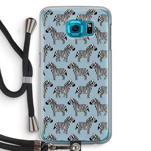 CaseCompany Zebra: Samsung Galaxy S6 Transparant Hoesje met koord
