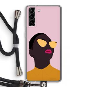 CaseCompany Yellow glasses: Samsung Galaxy S21 Plus Transparant Hoesje met koord