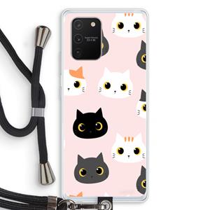 CaseCompany Katten: Samsung Galaxy S10 Lite Transparant Hoesje met koord
