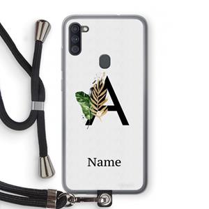 CaseCompany Charcoal Flora: Samsung Galaxy A11 Transparant Hoesje met koord