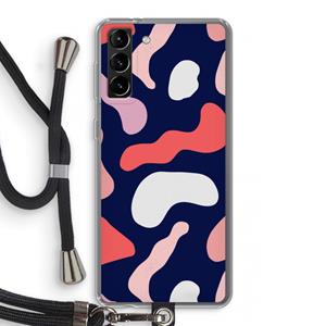 CaseCompany Memphis Shapes Pink: Samsung Galaxy S21 Plus Transparant Hoesje met koord