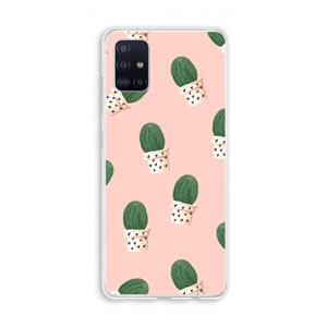 CaseCompany Cactusprint roze: Galaxy A51 4G Transparant Hoesje