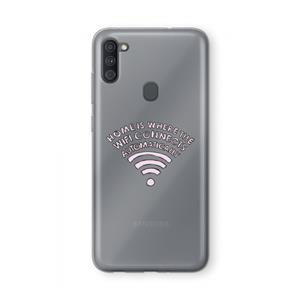 CaseCompany Home Is Where The Wifi Is: Samsung Galaxy A11 Transparant Hoesje
