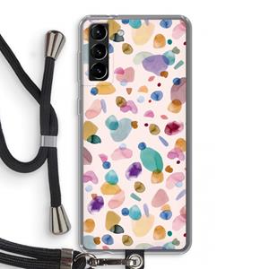 CaseCompany Terrazzo Memphis Pink: Samsung Galaxy S21 Plus Transparant Hoesje met koord