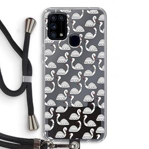 CaseCompany Zwanen: Samsung Galaxy M31 Transparant Hoesje met koord