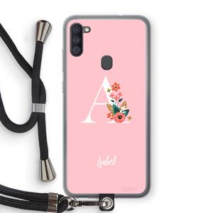 CaseCompany Pink Bouquet: Samsung Galaxy A11 Transparant Hoesje met koord
