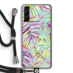 CaseCompany Tropical Palms Blue: Samsung Galaxy S21 Plus Transparant Hoesje met koord