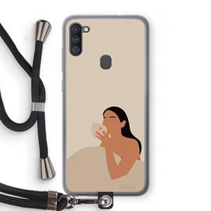 CaseCompany Fresh coffee: Samsung Galaxy A11 Transparant Hoesje met koord