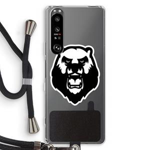 CaseCompany Angry Bear (white): Sony Xperia 1 III Transparant Hoesje met koord