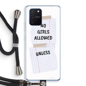 CaseCompany No Girls Allowed Unless: Samsung Galaxy Note 10 Lite Transparant Hoesje met koord