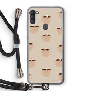 CaseCompany Morning coffee: Samsung Galaxy A11 Transparant Hoesje met koord