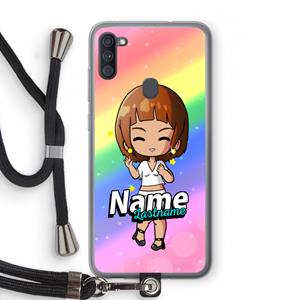 CaseCompany Chibi Maker vrouw: Samsung Galaxy A11 Transparant Hoesje met koord