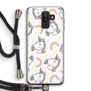 CaseCompany Rainbow Unicorn: Samsung Galaxy J8 (2018) Transparant Hoesje met koord