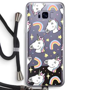 CaseCompany Rainbow Unicorn: Samsung Galaxy S8 Transparant Hoesje met koord