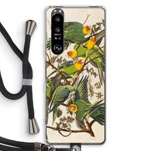 CaseCompany Carolinaparkiet: Sony Xperia 1 III Transparant Hoesje met koord