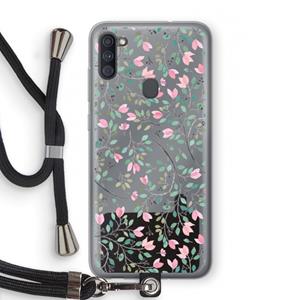 CaseCompany Sierlijke bloemen: Samsung Galaxy A11 Transparant Hoesje met koord