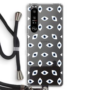 CaseCompany Eyes pattern: Sony Xperia 1 III Transparant Hoesje met koord