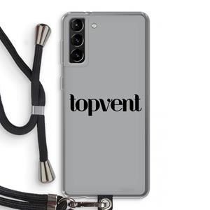 CaseCompany Topvent Grijs Zwart: Samsung Galaxy S21 Plus Transparant Hoesje met koord