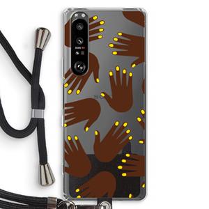 CaseCompany Hands dark: Sony Xperia 1 III Transparant Hoesje met koord